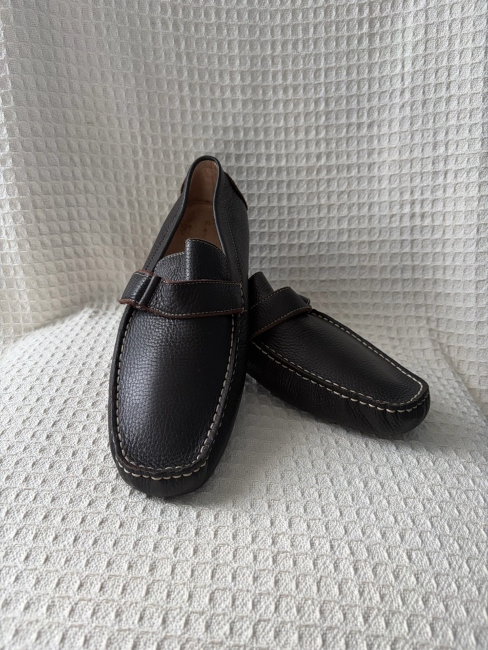 Aston Grey Classic Men’s Dark Brown Leather Driving Loafers Size 13